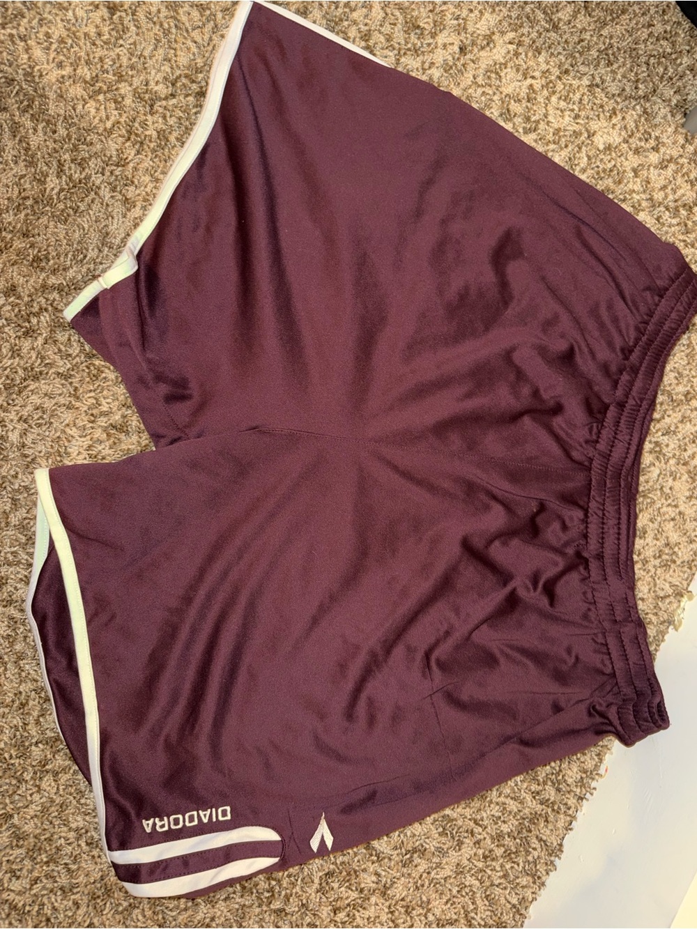 Diadora Women's Burgundy Athletic Shorts with Cream Trim